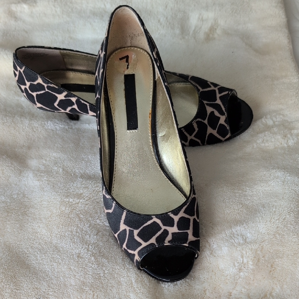 Stylish Black and Pink Peep-Toe Heels